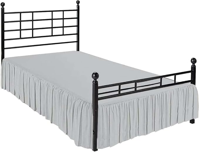 SlumberWell King Bed Skirt with Split Corners, Soft Microfiber, 12 Inch Drop, Light Grey Solid, Elegant Ruffled Design