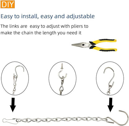 YINGFENG 197 Inch DIY Silver Hanging Basket Chains, Adjustable Length,