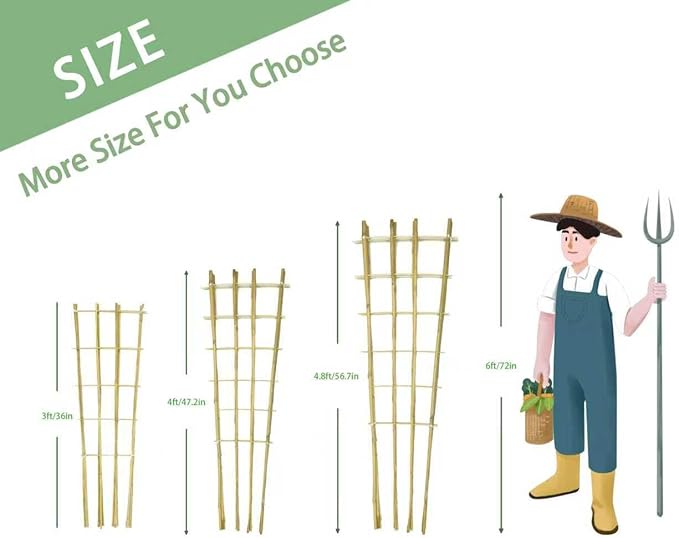 Natural Bamboo Trellis, Fan-Shaped Plant Support Trellis