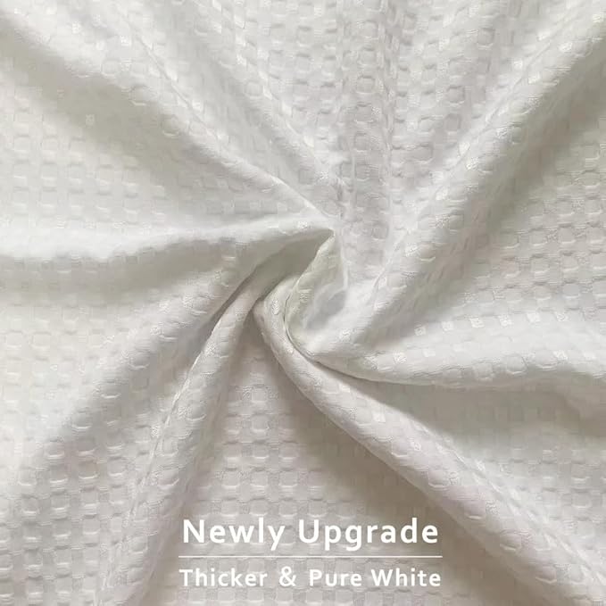 MIYE Pleated Waffle Weave Bed Skirt, Tailored Dust Ruffle 16 Inch Drop Easy Fit, Machine Washable (White, Twin - 16" Drop)