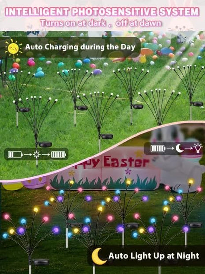 Albelt Easter Day Decorations Outdoor, 6 Pack Solar Firefly Lights Outdoor