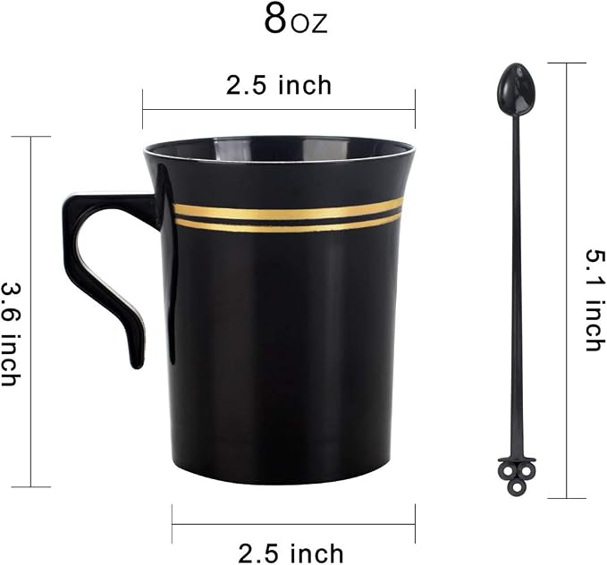 Nervure 60 Pack Black Plastic Coffee Mugs
