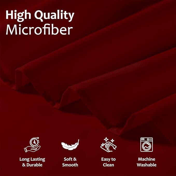 Shreem Linen Ruffled Bed Skirt with Split Corners, Gathered Style, 100% Microfiber, 16-Inch Drop, Dust Ruffle Bedskirt with Platform, Short Queen, Burgundy