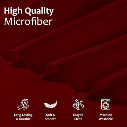 Shreem Linen Ruffled Bed Skirt with Split Corners, Gathered Style, 100% Microfiber, 24-Inch Drop, Dust Ruffle Bedskirt with Platform, Olympic Queen, Burgundy