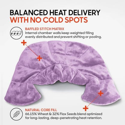 Sharper Image Heated Neck & Shoulder Wrap - Microwavable Warm & Cooling Plush Pad, Scented Aromatherapy (100% Natural Lavender & Herb Spa Blend), Pain Tension Headache Relief Therapy, Gift for Women