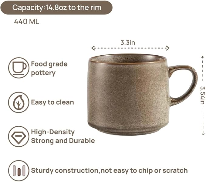 12oz Japanese Style Minimalistic Asian Rustic Reactive Glaze Ceramic Pottery
