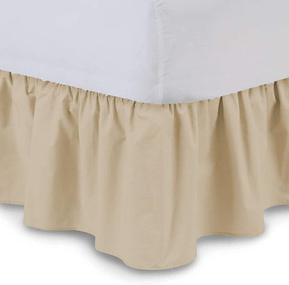 Ruffled Bed Skirt (Cal King, Taupe) 18 Inch Drop Dust Ruffle with Platform, 100% Cotton 600 Thread Count Fabric, Gathered Styling, Available in All Bed Sizes and 23 Colors