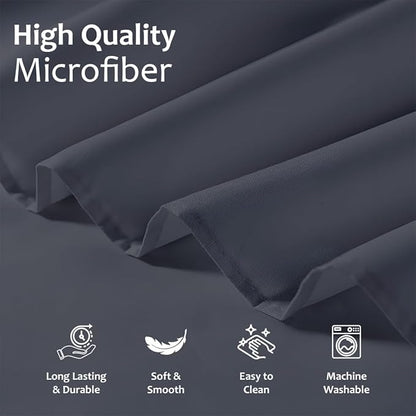 Shreem Linen Ruffled Bed Skirt with Split Corners, Gathered Style, 100% Microfiber, 30-Inch Drop, Dust Ruffle Bedskirt with Platform, Full, Dark Grey