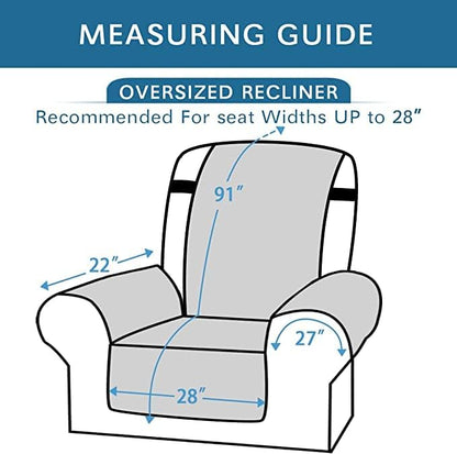 H.VERSAILTEX Reversible Quilted Recliner Covers Water Resistant Furniture Protector for Reclienr Chair with Elastic Straps for Pets Kids Sitting Width Up to 28"(Oversized Recliner, Desert Sage/Beige)