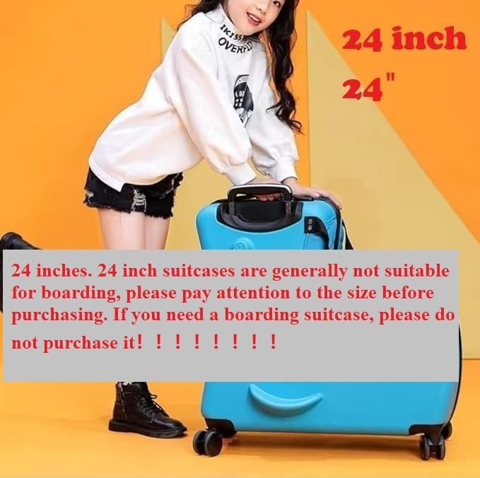 CNCEST 24" Kid's Ride-on Travel Suitcase,Kids' Luggage with Wheel and Password Lock,Children's Ride On Trolley Luggage for Children's Day Gift,Festival Gift