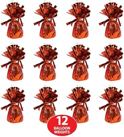 Beistle Orange Metallic Balloon Weights, 12 Pack, 6-Ounce Balloon Anchors