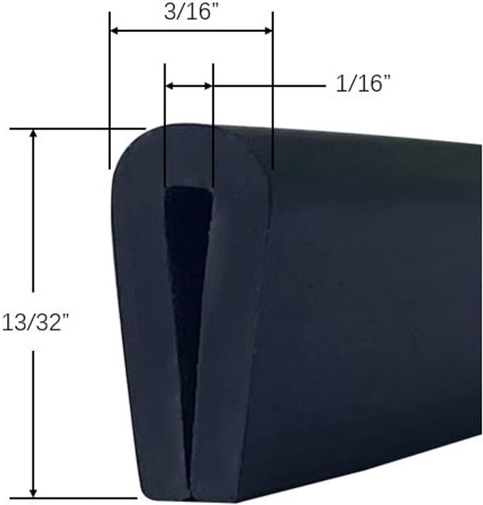Rubber Edge Trim, 1/16" U Channel Edge Trim, Edge Protector, Length 10Ft