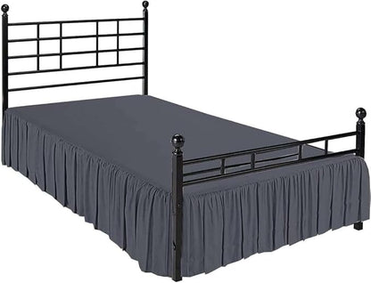 SlumberWell King Bed Skirt with Split Corners, Soft Microfiber, 22 Inch Drop, Dark Grey Solid, Elegant Ruffled Design