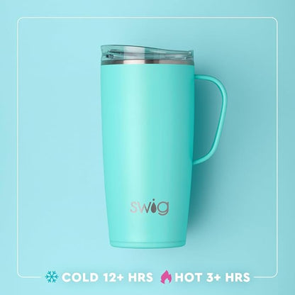 Swig Life 22oz Travel Mug, Insulated Tumbler with Handle and Lid, Travel Coffee Mug, Cup Holder Friendly, Stainless Steel 22 oz Tumbler, Reusable Insulated with Lid (Florida)