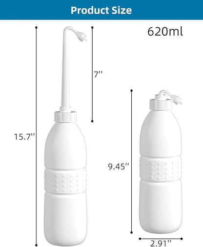 Hibbent Portable Bidet for Travel, Handheld Travel Bidet for Personal Hygiene Care, Personal Cleansing Use, Extended Nozzle, 21.8oz(620ml) , White