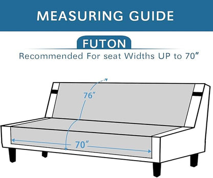 H.VERSAILTEX Futon Cover Reversible Sofa Slipcover Furniture Protector Water Resistant 2 Inch Wide Elastic Straps Sofa Bed Pets Kids Dog Cat Fit Sitting Width Up to 70"(Futon, Ivory/Beige)