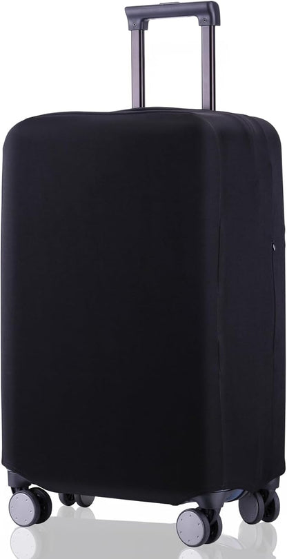 Travel Luggage Cover Suitcase Protector Scratch-Resistant Fit 19-31 Inch, Not Included Suitcase (Black, L(26-27inch))