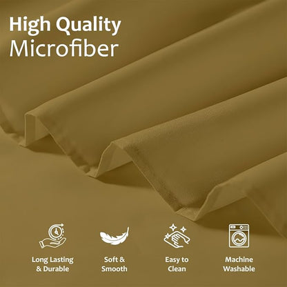 Shreem Linen Ruffled Bed Skirt with Split Corners, Gathered Style, 100% Microfiber, 28-Inch Drop, Dust Ruffle Bedskirt with Platform, King, Taupe