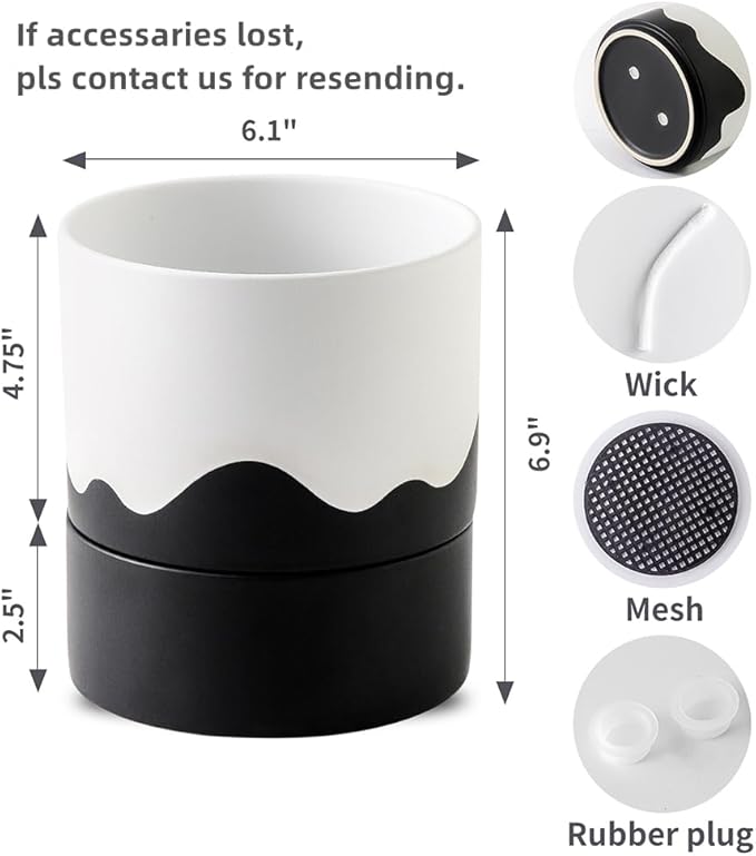 Nihow Self Watering Plant Pot: 6 Inch Ceramic Planter