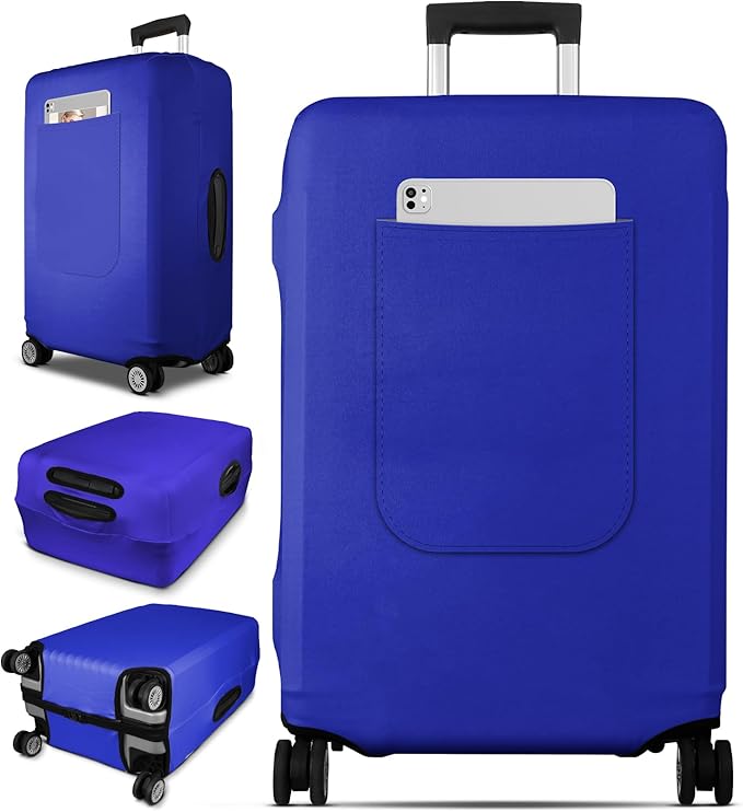 Slohif Luggage Cover for Suitcase Tsa Approved Protector - Luggage Sleeve Suit Case Cover Travel Stretch Large Baggage Case Protective Washable Fit 22-24 Inch Blue