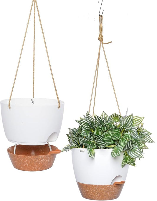 10 Inch Self Watering Hanging Pots, 2 Pack Hanging Planters
