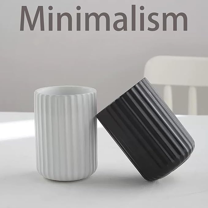 Nordic Ceramic Mug, Japanese Tea Cup 10oz Striped Cup No Handle Drinking Cup