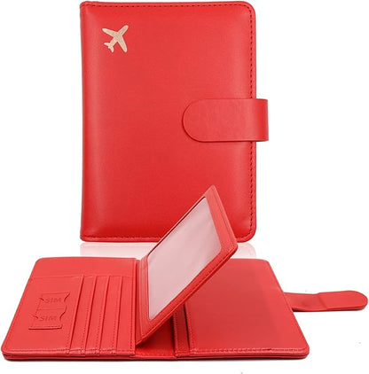 Melsbrinna Rfid Passport Holder for Travel women/Men, Cute Passport Wallet Rfid Blocking Card Slots, Rfid Passport Cover/CaseTravel Wallet, Passport Book Holder (1, Red2)
