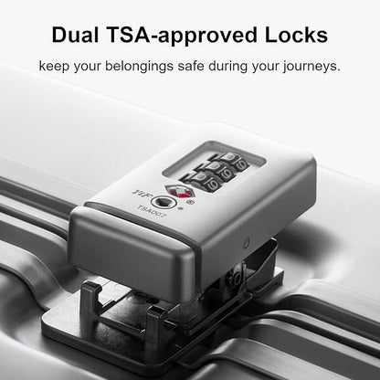 LEVEL8 Gibraltar Carry on Luggage, 20 Inch Aluminum Zipperless Luggages Airline Approved, Hardside Suitcase with TSA Lock and Spinner Wheels, Silver
