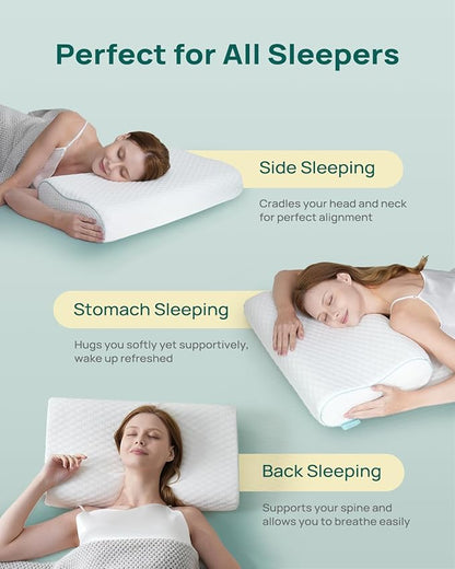 Ergonomic Memory Foam Pillow - Orthopedic Cervical Support Pillow for Neck & Shoulder Pain Relief, Adjustable Contour Pillow for All Sleeping Positions，King Size