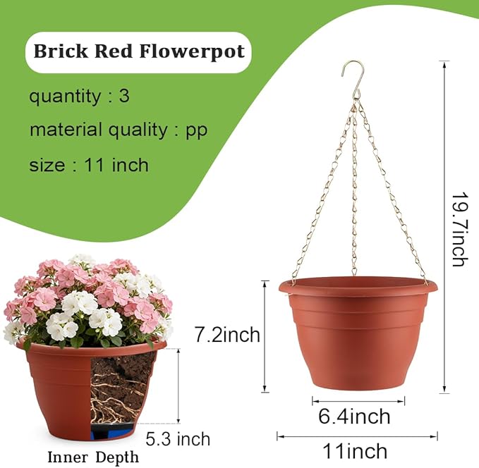 Hanging Planters 11 Inch, Self Watering Hanging Basket
