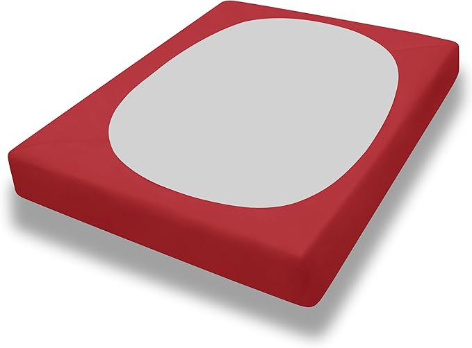 PureFit Stretchy Box Spring Cover Full - Elastic Fitted Box Spring Wrap Around 4 Sides, Wrinkle & Fading Resistant Fits Full Size Beds, Red
