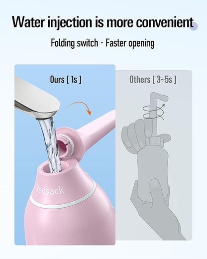 Portable Handheld Bidet Sprayer for Toilet - Unisex High-Pressure Personal Hygiene Bottle, 400ml/13.5oz Large Capacity with Quick-Fill, Collapsible & BPA-Free, Includes Wall Hook (Pink)