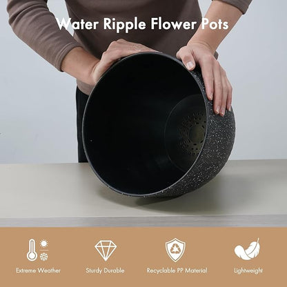 12 Inch Wide Water Ripples Flower Pots
