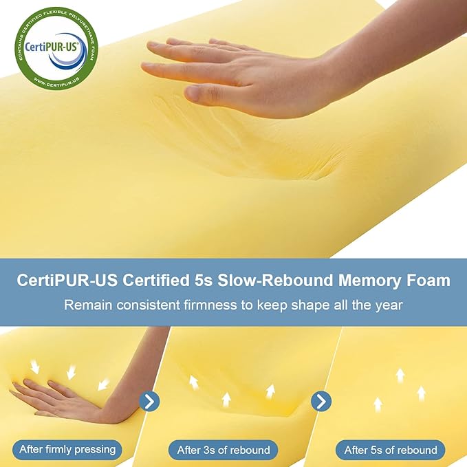 Anvo Memory Foam Pillow, Neck Contour Cervical Orthopedic Bed Pillow for Sleeping Side Back Stomach Sleeper, Ergonomic Design for Neck and Shoulder Pain Relief, Blue White, Firm