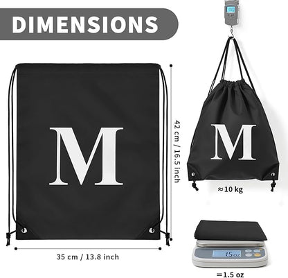ZOMFELT 6Pcs Drawstring Backpack Drawstring Gym Bags, Foldable Draw String Backpack with Multiple Colors and Letters, Lightweight Polyester Cinch Bag for Gift, Beach, Sports, Travel, Swim (Letter M)