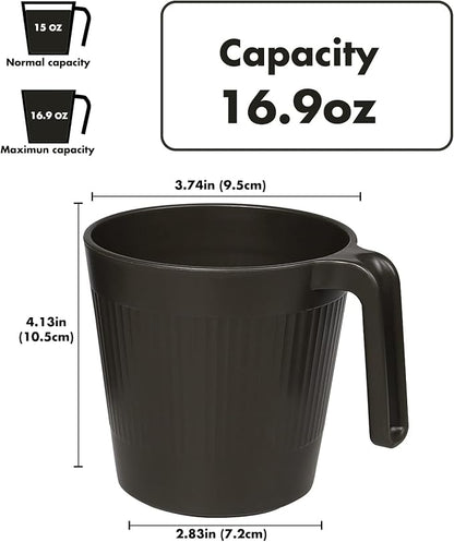 Greentainer Ribbed Drinking Glasses Coffee Mugs Set of 8, Plastic Coffee Cups