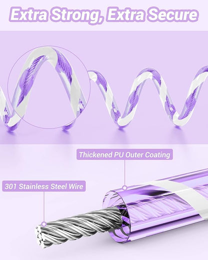 Dr.meter Anti Lost Wrist Link, 2 Pack Toddler Safety Leash with Key Lock, Reflective Child Walking Harness - Dual 8.2ft Length Pink & Purple Kids Leash for Outdoor, Kids Travel Essencials