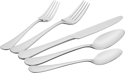 Amazon Basics Silverware Set, Stainless Steel Flatware, Dishwasher Safe