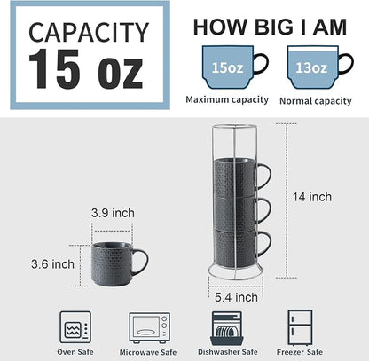 Hasense Coffee Mugs Set of 4