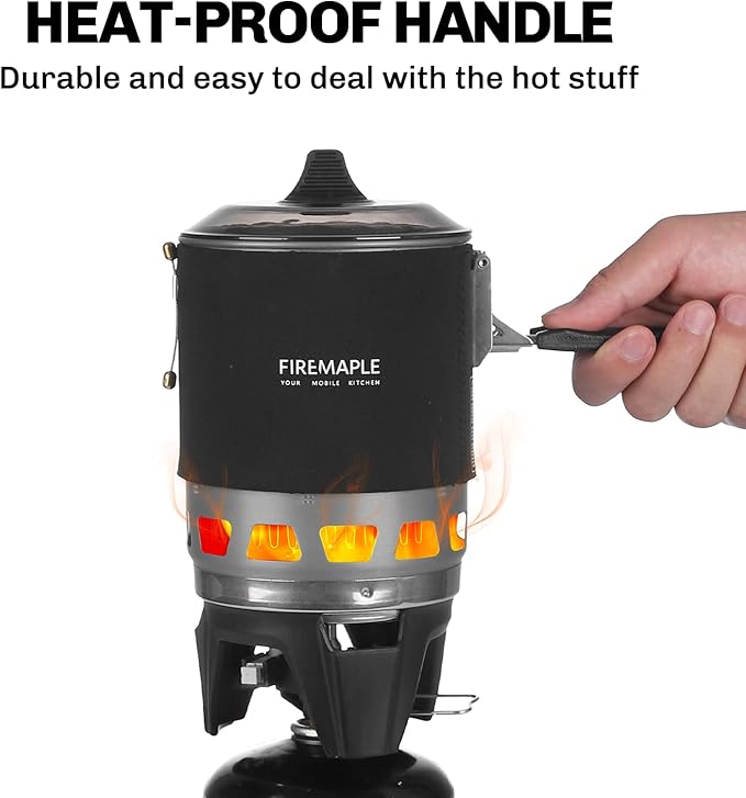 Fire-Maple "Fixed Star 3" Personal Cooking System | Pot/Jet Burner Stove System with Electric Ignition | Ideal for Hiking, Camping, Backpacking, Fishing, Hunting Trips and Emergency Use, Black