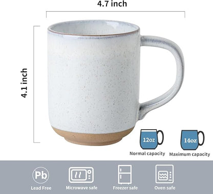 HASENSE Ceramic Coffee Mugs Set of 4, 14 oz Stoneware Coffee Cups