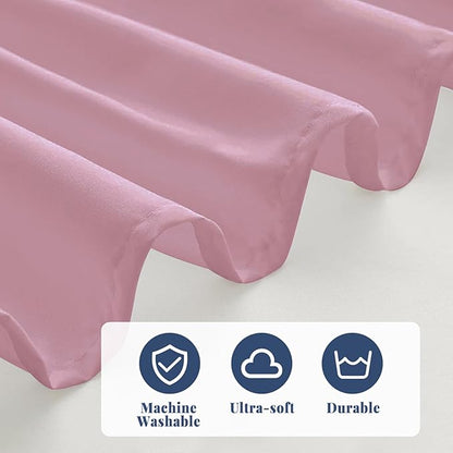 Full Bed Skirt, Elastic Wrap Around Bed Skirt Full Size, Bed Skirts for Adjustable Bed, Easy Fit with 14" Drop Length Tailored Drop Dust Ruffle (Pink)