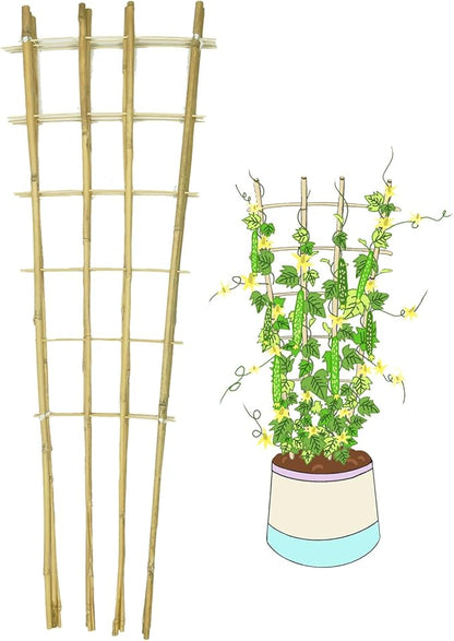 Natural Bamboo Trellis, Fan-Shaped Plant Support Trellis