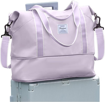Travel Duffel Bag, Sports Tote Gym Bag, Shoulder Weekender Overnight Bag for Women