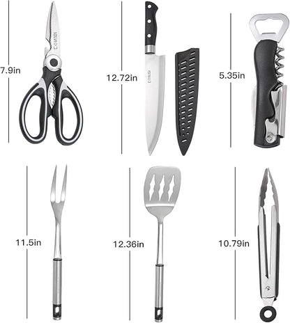 Camping Cookware Storage Bag - Camping Cooking Utensils Set Bag Camping Tool Portable Storage Bag Suitable for Knife, Fork, Spoon, Chopping Board, Chef's Knife,Kitchenware Storage