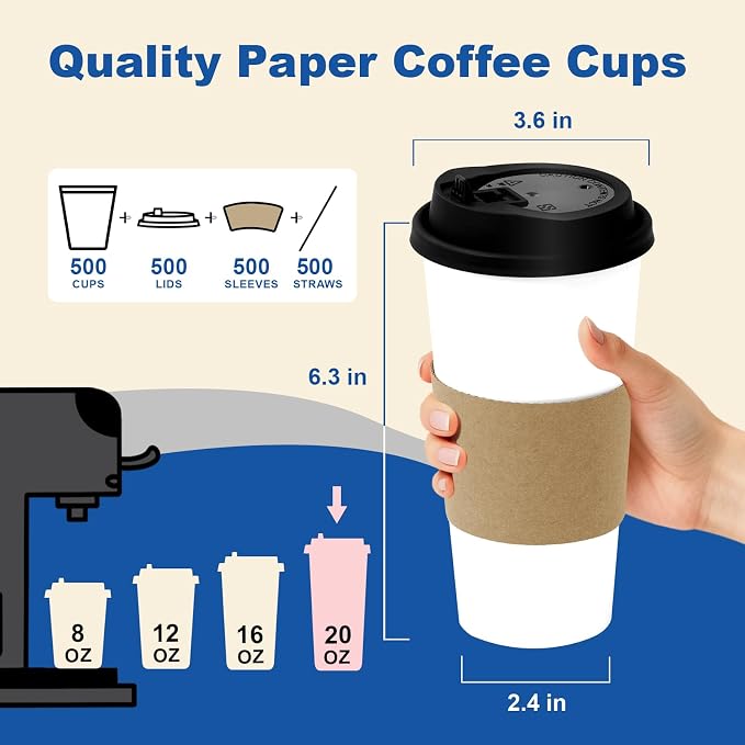 20 oz 500 Pack Coffee Cups