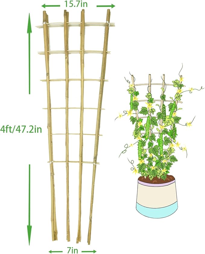 Natural Bamboo Trellis, Fan-Shaped Plant Support Trellis