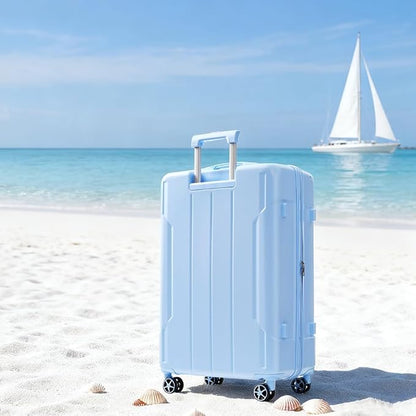 Merax Luggage Sets 3-Piece Hardshell with Spinner Wheels Lightweight Suitcase with Corner Guards (Skyblue, 20/24/28)