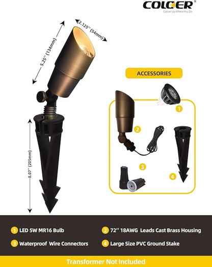 COLOER Brass Landscape Spotlights, 12 Pack Spot Lights Outdoor