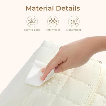CLUCI Wrinkle-Resistant Laptop Backpack for Women, 17.3 Inch Anti Theft Travel Backpack, Puffer Quilted Work Backpack, Water Resistant College Bookbag with RFID